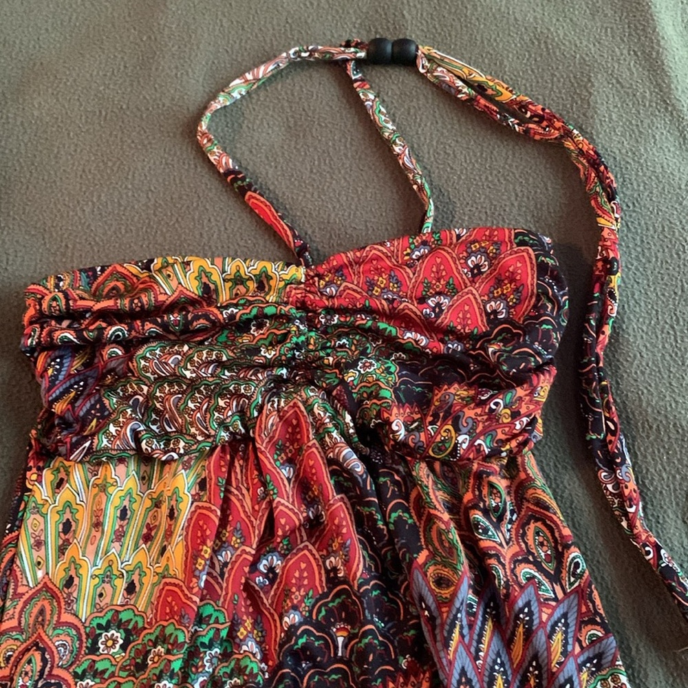 Hypnotik multi color, halter maxi dress.  Size medium. - Picture 2 of 5